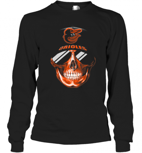 Skull Smile Baltimore Orioles Baseball T-Shirt Long Sleeved T-shirt 