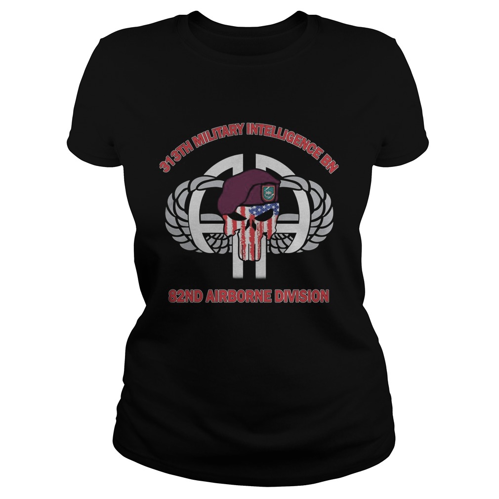 Skull veteran 313th military intelligence bn 82nd airborne division american flag independence day Classic Ladies