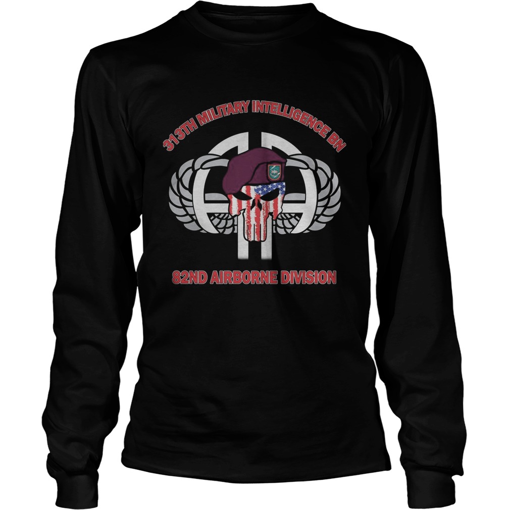 Skull veteran 313th military intelligence bn 82nd airborne division american flag independence day Long Sleeve
