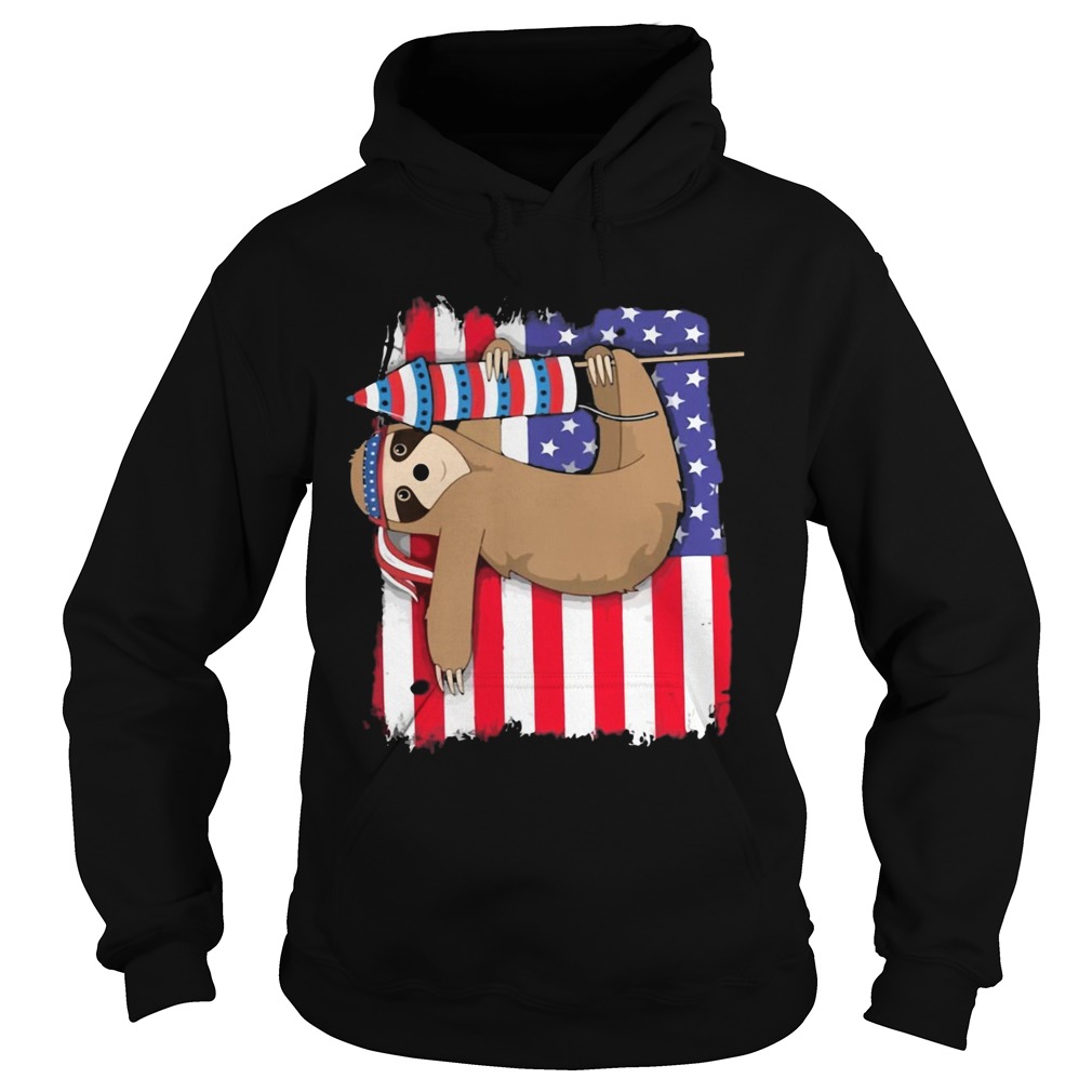 Sloth American flag veteran Independence day Hoodie