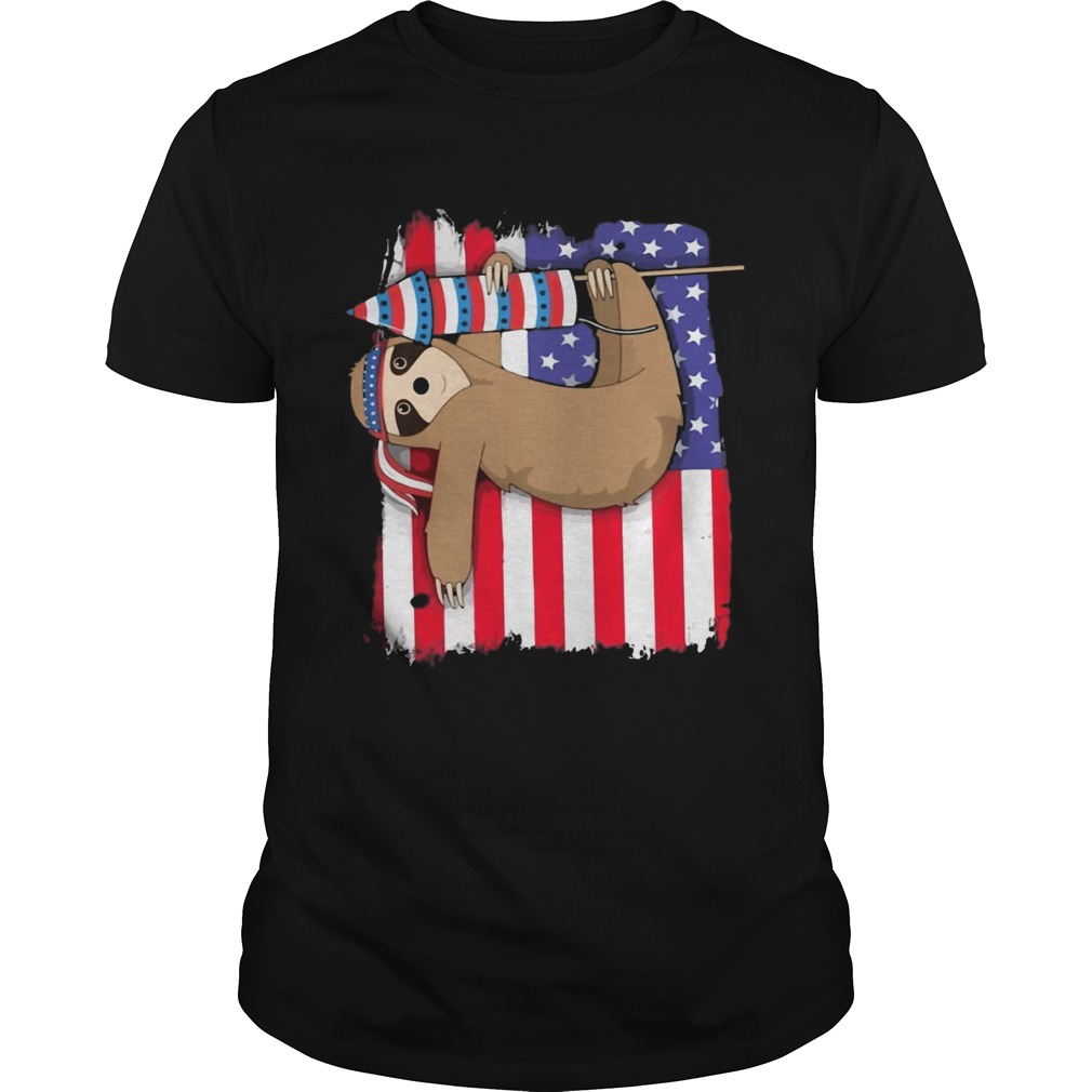 Sloth American flag veteran Independence day shirt