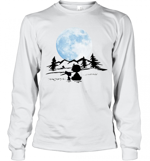 Snoopy And Charlie Brown Camping Moon T-Shirt Long Sleeved T-shirt 