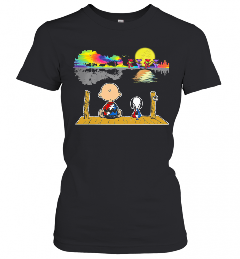 Snoopy And Charlie Brown Hippie Bear Guitar Dance T-Shirt Classic Women's T-shirt