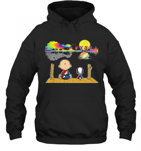 Snoopy And Charlie Brown Hippie Bear Guitar Dance T-Shirt Unisex Hoodie