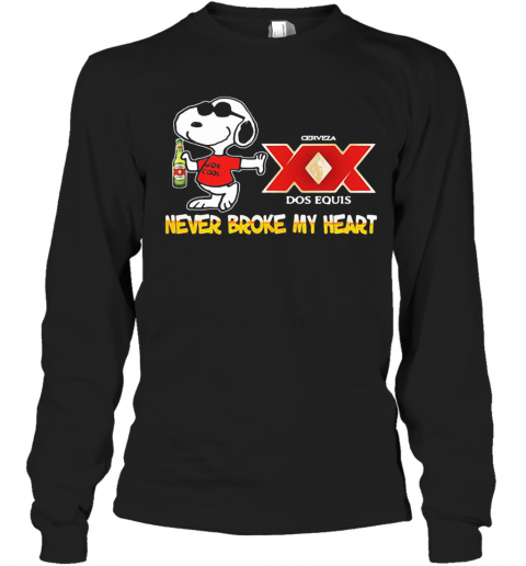 Snoopy Cerveza Xx Dos Equis Beer Never Broke My Heart T-Shirt Long Sleeved T-shirt 