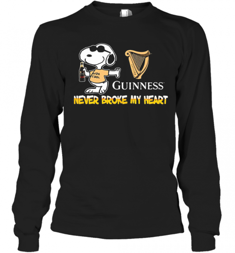 Snoopy Guinness Beer Never Broke My Heart T-Shirt Long Sleeved T-shirt 