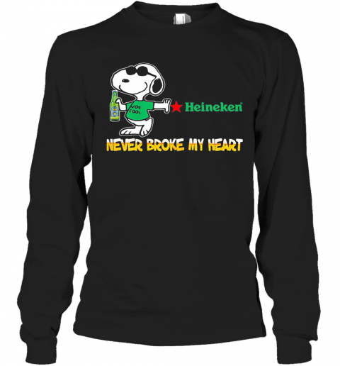 Snoopy Heineken Beer Never Broke My Heart T-Shirt Long Sleeved T-shirt 