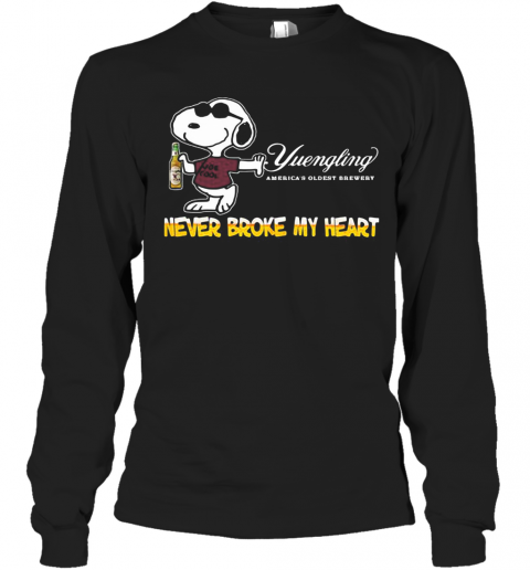 Snoopy Yuengling America'S Oldest Brewery Beer Never Broke My Heart T-Shirt Long Sleeved T-shirt 