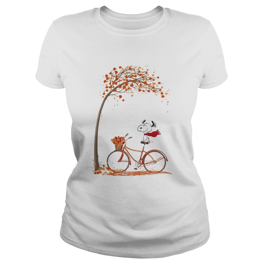 Snoopy and bicycle autumn yellow leaves Classic Ladies