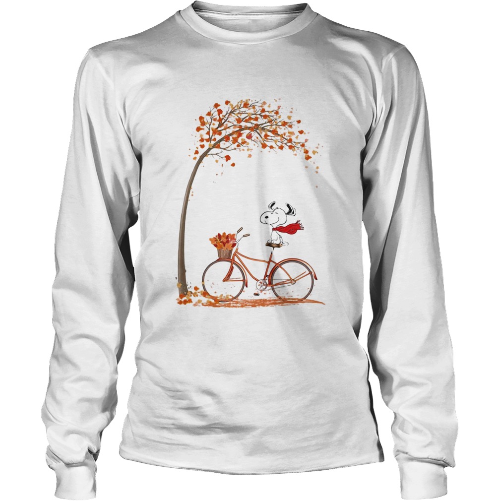 Snoopy and bicycle autumn yellow leaves Long Sleeve