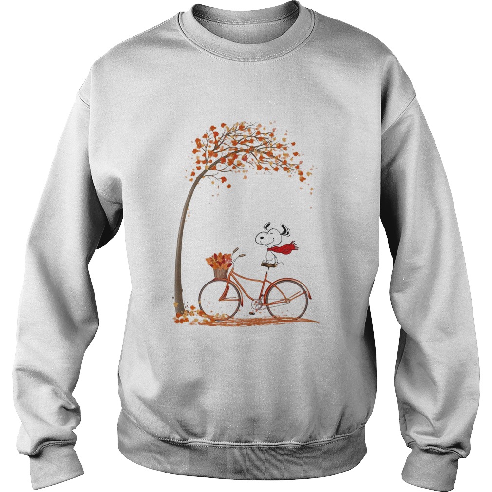 Snoopy and bicycle autumn yellow leaves Sweatshirt