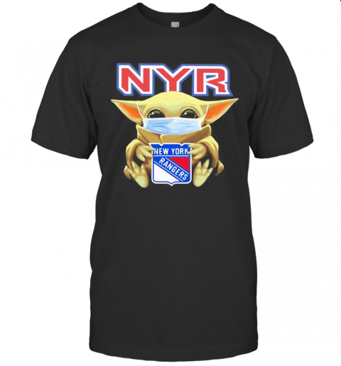 Star Wars Baby Yoda Mask Hug New York Rangers T-Shirt
