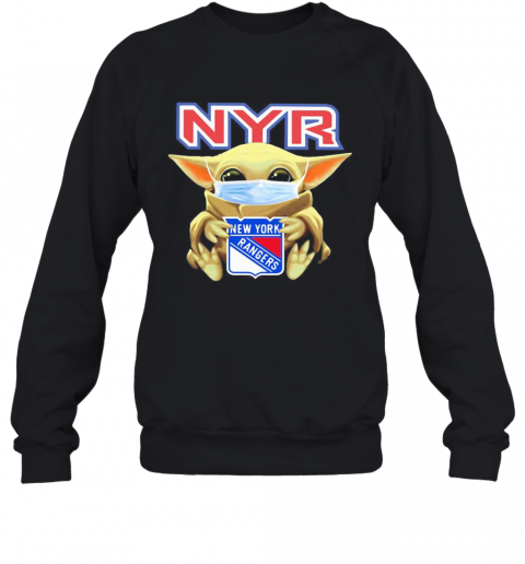 Star Wars Baby Yoda Mask Hug New York Rangers T-Shirt Unisex Sweatshirt