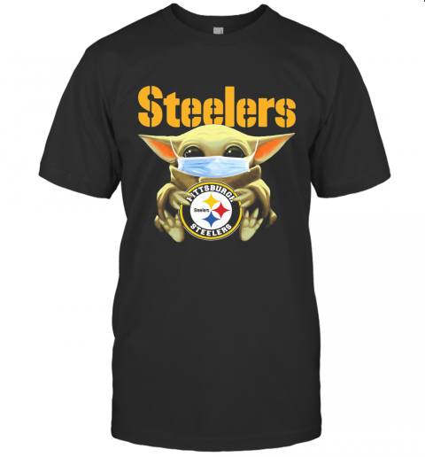 Star Wars Baby Yoda Mask Hug Pittsburgh Steelers Logo T-Shirt Classic Men's T-shirt