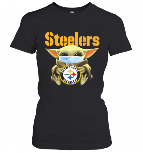 Star Wars Baby Yoda Mask Hug Pittsburgh Steelers Logo T-Shirt Classic Women's T-shirt