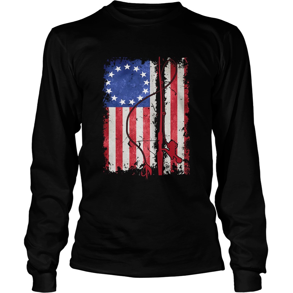Star retro American flag veteran Independence Day Long Sleeve