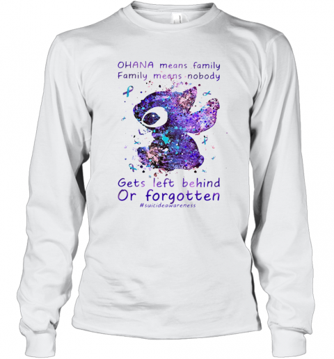 Stitch Ohana Means Family Cancer Awareness T-Shirt Long Sleeved T-shirt 