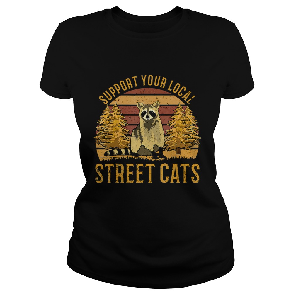 Support Your Local Street Cats Raccoon Sunset Classic Ladies