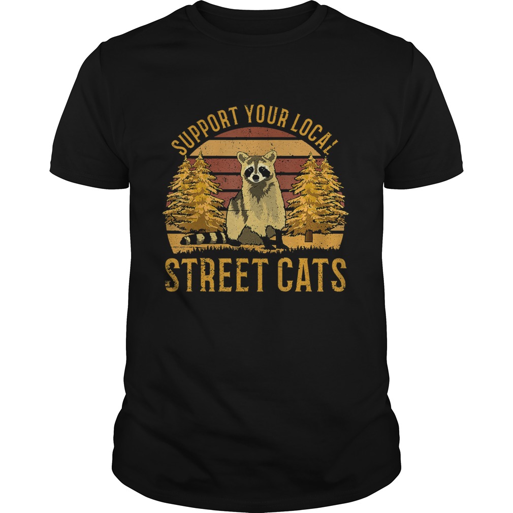 Support Your Local Street Cats Raccoon Sunset shirt