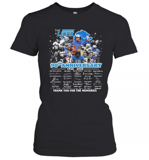 The Detroit Lions 90Th Anniversary 1930 2020 Thank You For The Memories Signatures T-Shirt Classic Women's T-shirt