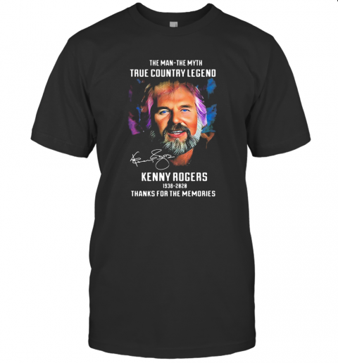 The Man The Myth True Country Legend Kenny Rogers 1938 2020 Thanks For The Memories Signature T-Shirt Classic Men's T-shirt