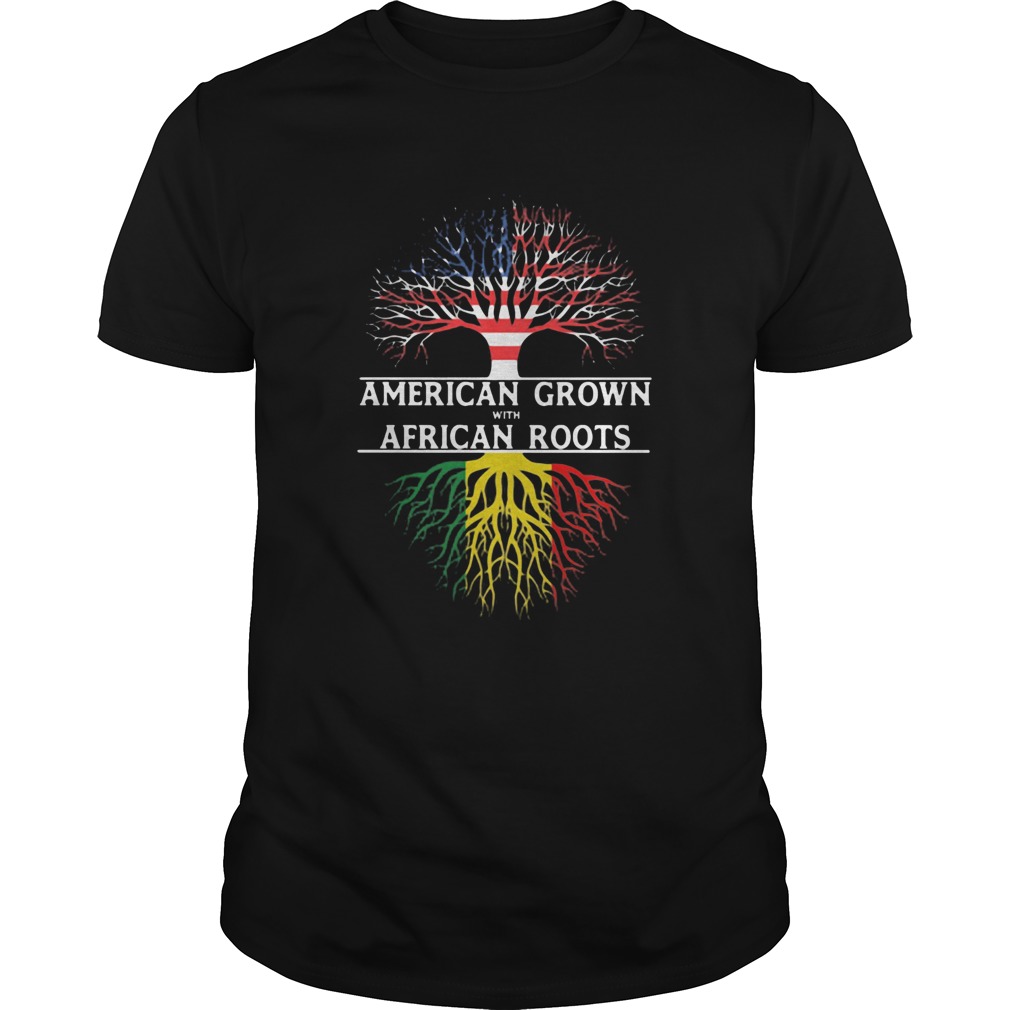 Tree american grown with african roots american flag independence day shirt