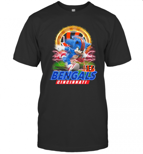 Ultra Sonic The Hedgehog Playing Rugby Football Cincinnati Bengals T-Shirt