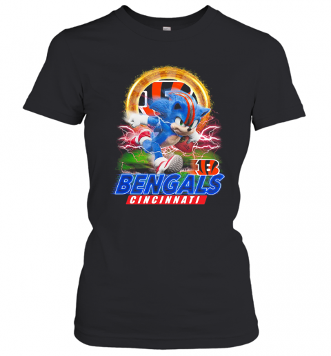 Ultra Sonic The Hedgehog Playing Rugby Football Cincinnati Bengals T-Shirt Classic Women's T-shirt