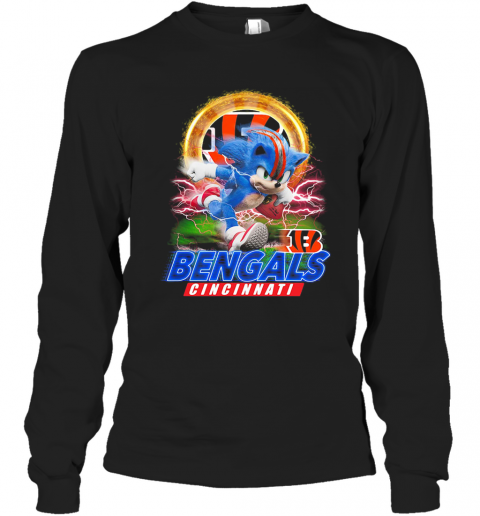 Ultra Sonic The Hedgehog Playing Rugby Football Cincinnati Bengals T-Shirt Long Sleeved T-shirt 