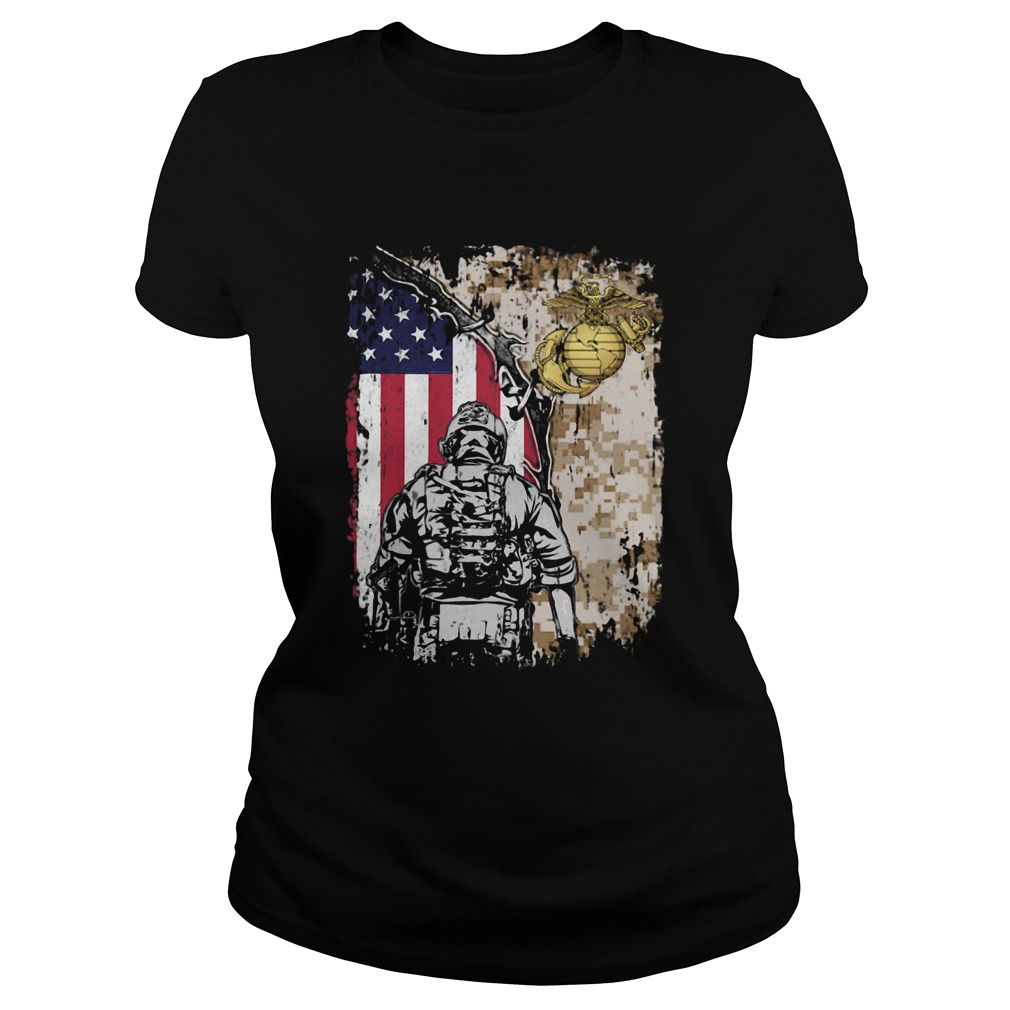 United State Marine Corps American flag veteran Independence day Classic Ladies