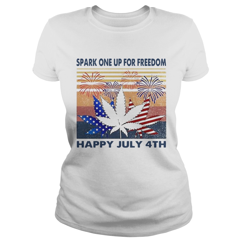 Weed Fireworks Spark One Up For Freedom Happy July 4th Independence Day Classic Ladies