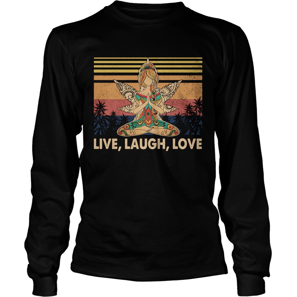 Weed yoga chill girl live laugh love vintage retro Long Sleeve