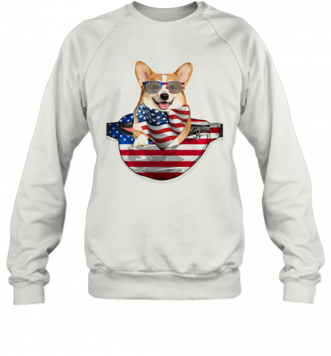 Welsh Corgi Waist Pack American Flag Independence Day T-Shirt Unisex Sweatshirt