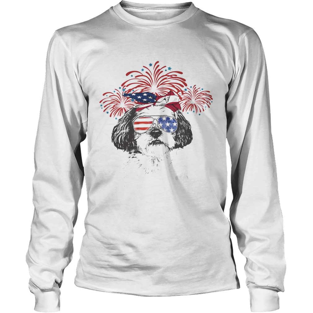 Yorshire terrier American flag veteran Independence Day Long Sleeve