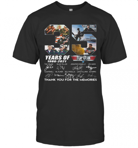35 Years Of 1986 2021 Top Thank You For The Memories Signatures T-Shirt