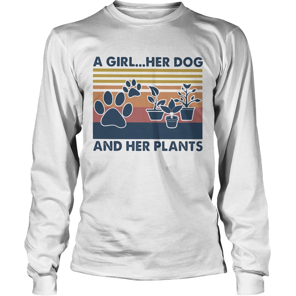 A girl Her dog and her plants Vintage retro Long Sleeve