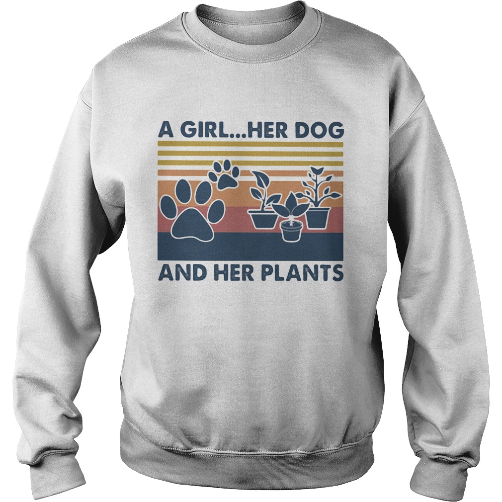 A girl Her dog and her plants Vintage retro Sweatshirt