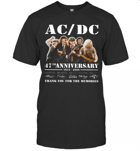 ACDC Band 47Th Anniversary 1973 2020 Signatures T-Shirt