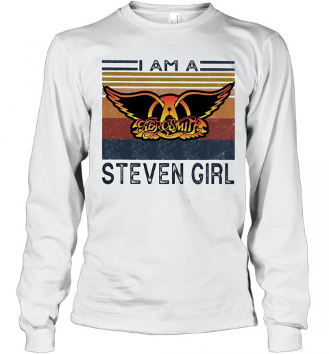 Aerosmith I Am A Steven Girl Vintage Retro T-Shirt Long Sleeved T-shirt 