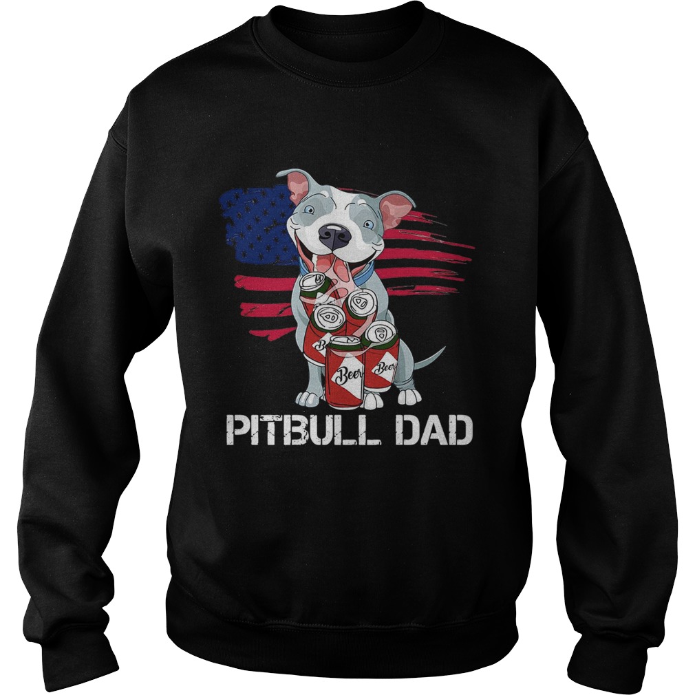 American Flag Pitbull Dad In Beer Father Day Sweatshirt