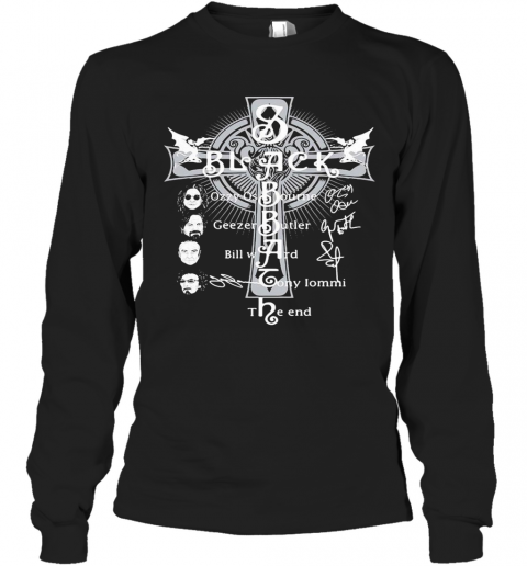 Black Sabbath Faith Cross Members Signatures T-Shirt Long Sleeved T-shirt 