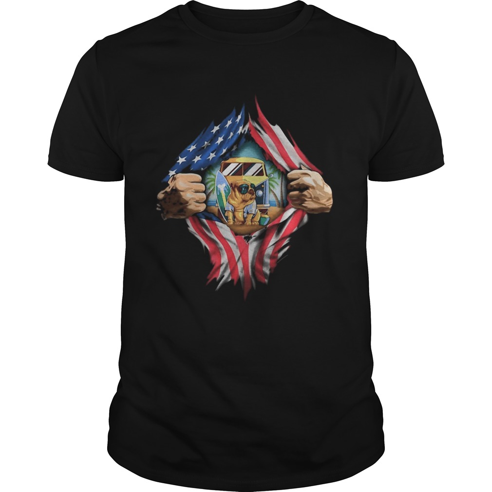 Blood insides camping pug american flag independence day shirt