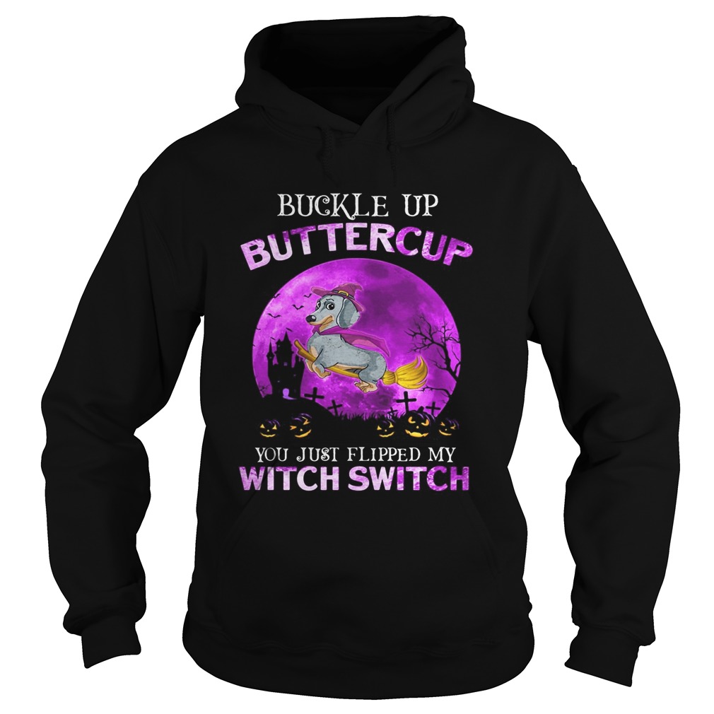 Buckle Up Buttercup You Just Flipped My Witch Switch Dachshund Halloween Hoodie