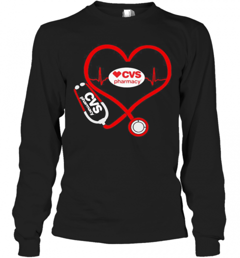 CVS Pharmacy Nurse Stethoscope Love Heartbeat T-Shirt Long Sleeved T-shirt 