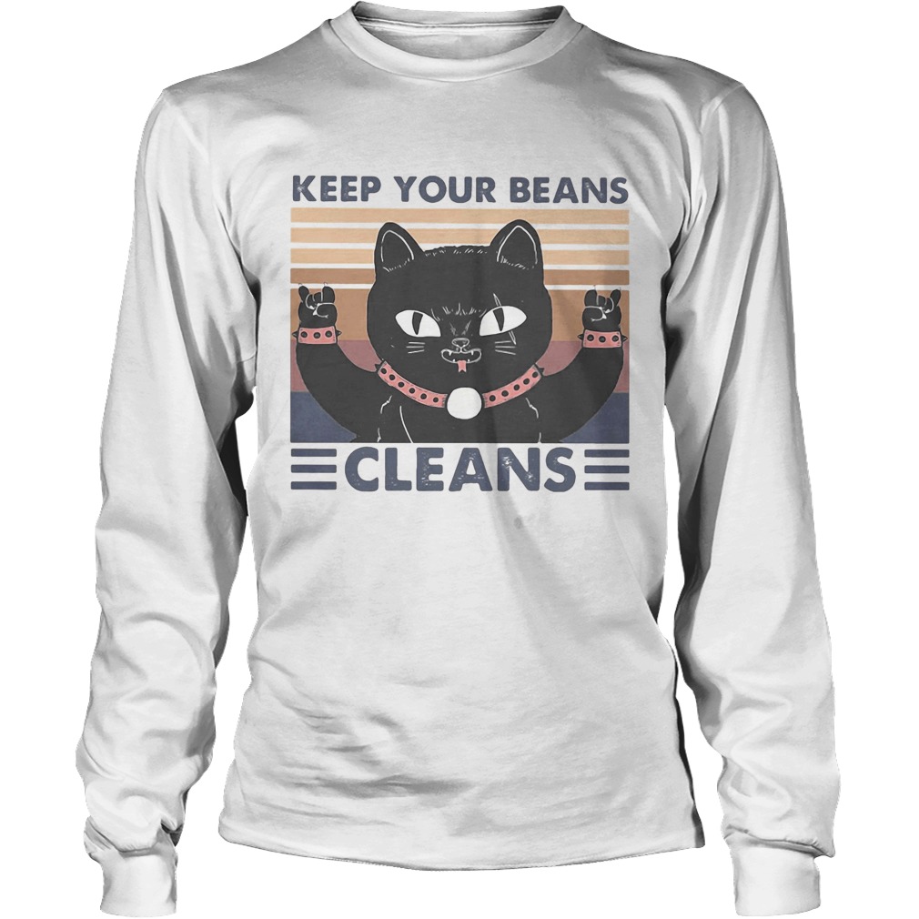 Cat keep your beans cleans vintage retro Long Sleeve