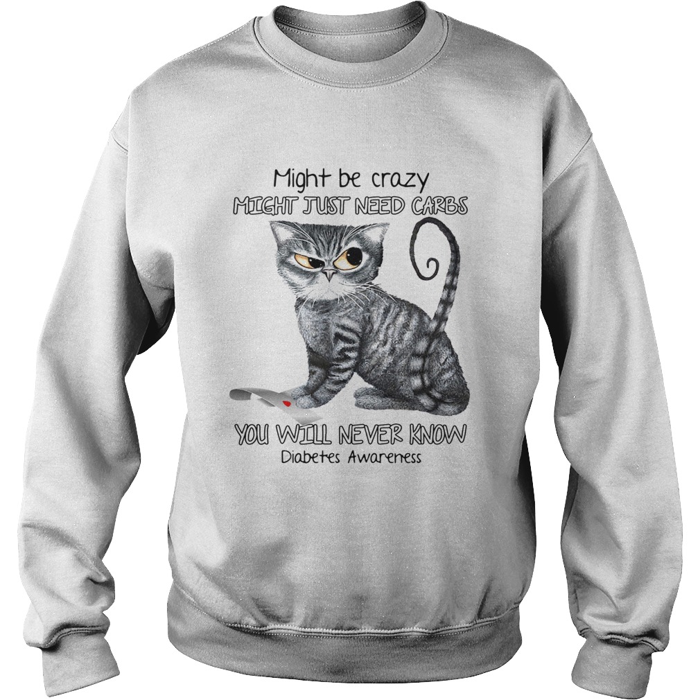 Cat might be crazy might just need carbs you will never know diabetes awareness Sweatshirt
