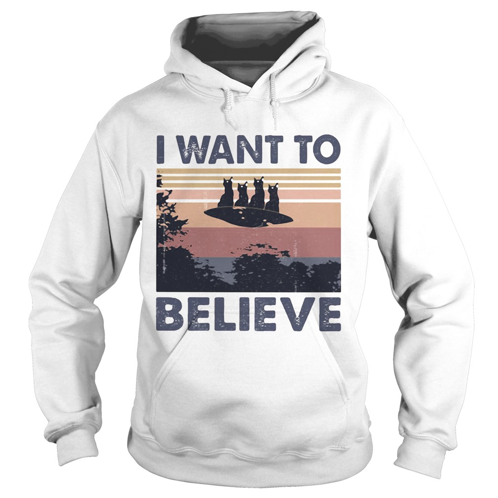 Cats UFO I want to believe vintage retro Hoodie