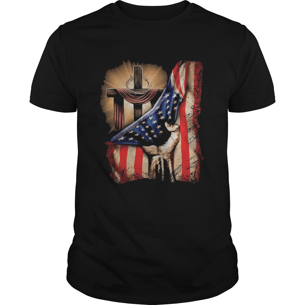 Cross Christ American Flag Pride Hand Christian Lover Gift shirt