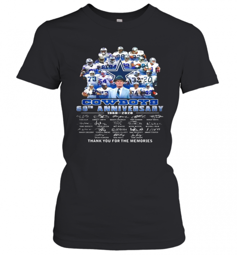Dallas Cowboys Football Team 60Th Anniversary 1960 2020 Thank You For The Memories Signatures T-Shirt Classic Women's T-shirt