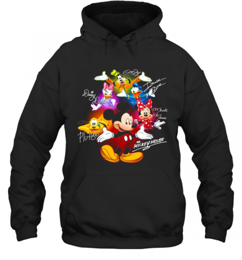 Disney Mickey Mouse Cartoon Characters Signatures T-Shirt Unisex Hoodie